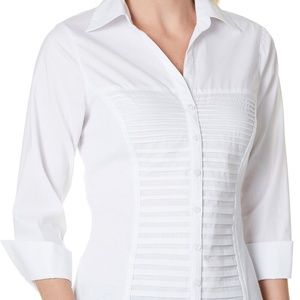 Zac & Rachel Stretch Pleated Button Down Blouse